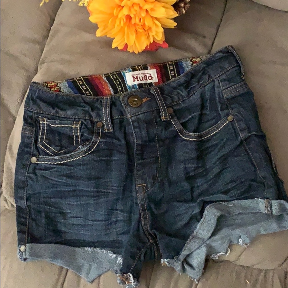 Mudd dark denim short frayed shorts